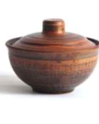 Sosjerka z pokrywką, czerwona glina