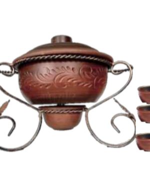 Patelnia Sadzi Smażalnia 4 litra + Piala + Sosjerka 3 szt, czerwona glina