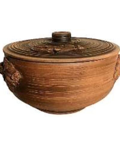 Kasznik gładky z plecionymi uchwytami, czerwona glina