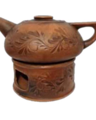 Czajnik na kominku, Dekorowany, czerwona glina
