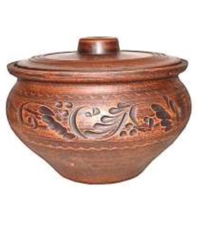 Waza 2,5 litra, dekorowana, czerwona glina