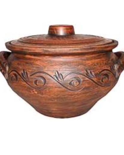 Waza 2,5 litra z uchwytami, Dekorowana, czerwona glina