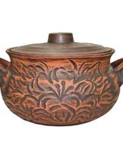 Waza 3 litra z uchwytami, Dekorowana, czerwona glina