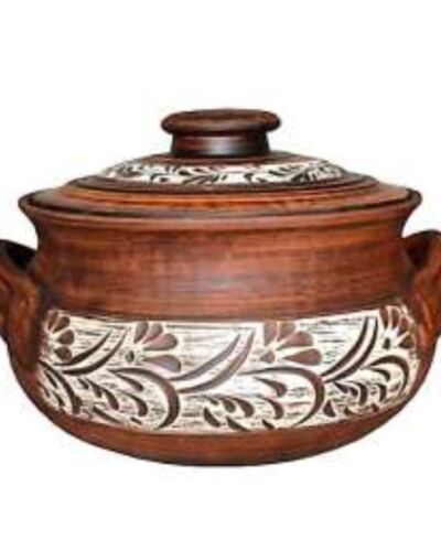 Waza 3 litra z uchwytami Angoba + Angoba, czerwona glina