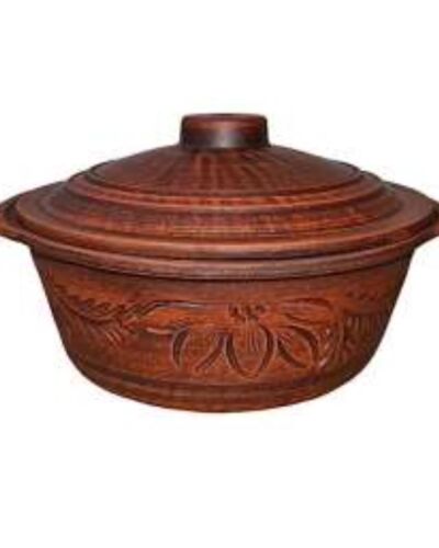 Prażalnik 2 litra, z uchwytami, czerwona glina