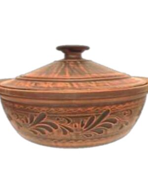 Patelnia, 3 litra, głęboka, z uchwytami, czerwona glina