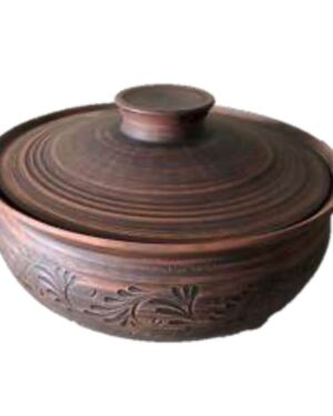 Patelnia dla Szaszłyków, 5 litrów, dekorowana, czerwona glina