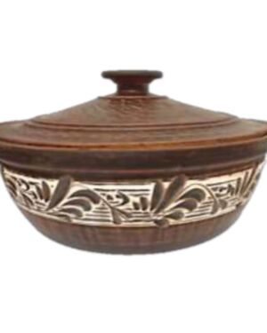 Patelnia, 3 litra, głęboka, z uchwytami, Angoba, czerwona glina