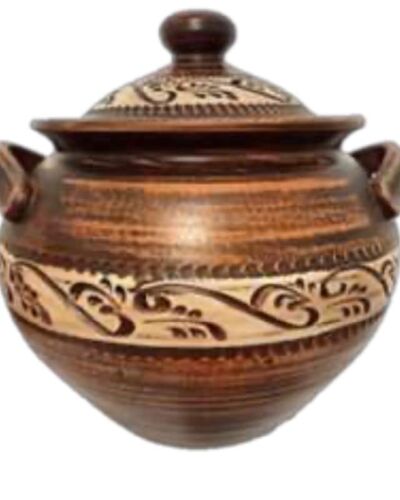 Waza 3 litra z uchwytami Angoba, czerwona glina