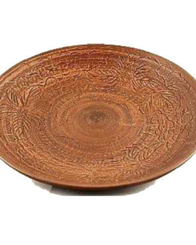 Spodek 340 mm. Dekorowane winogrono, czerwona glina