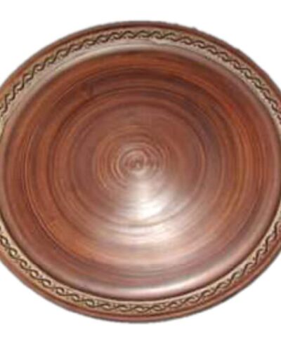 Spodek 320 mm. Angoba, Trypole, czerwona glina