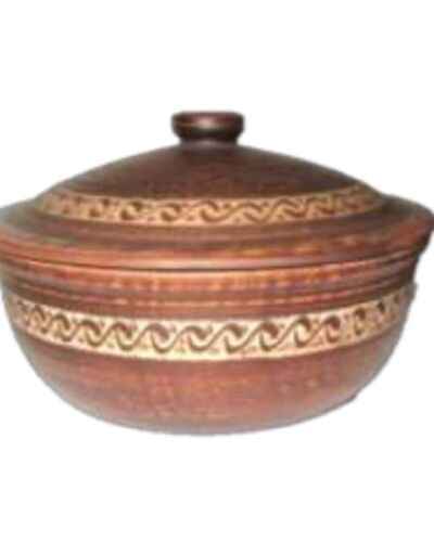 Garnek 1,8 litra, angoba, Trypole, czerwona glina