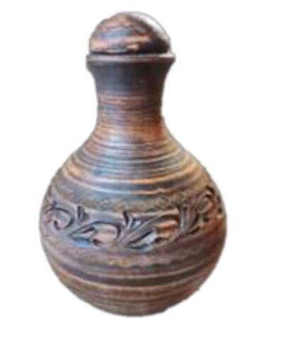 Butelka 1 litr, dekorowana, czerwona glina