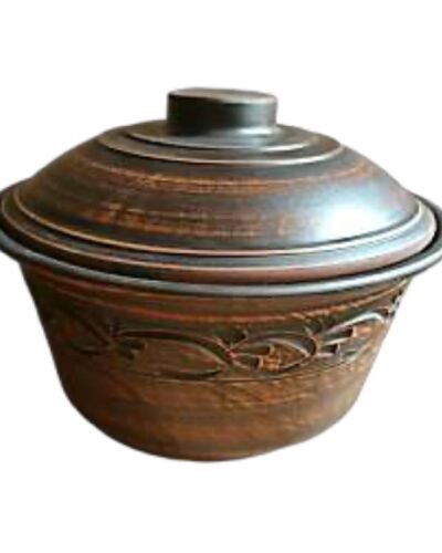 Garnek 2 litra, dekorowany, czerwona glina