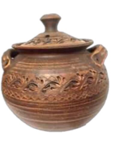 Waza 2,5 litra, dekorowana z uchwytami, czerwona glina