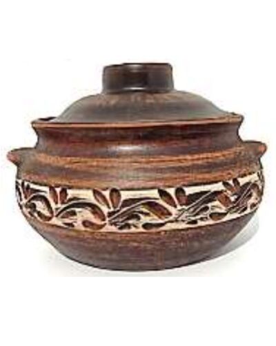 Prażalnik 0,6 l., angoba, czerwona glina