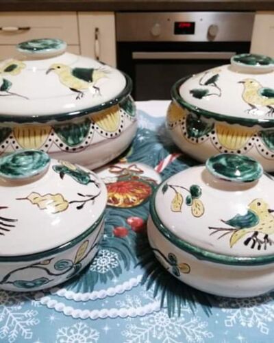 Garnek glazura Ptaka, czarna glina