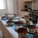 Garnek glazura Ptaka, czarna glina