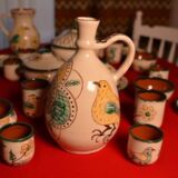 Dzbanek glazur Ptaka, czarna glina