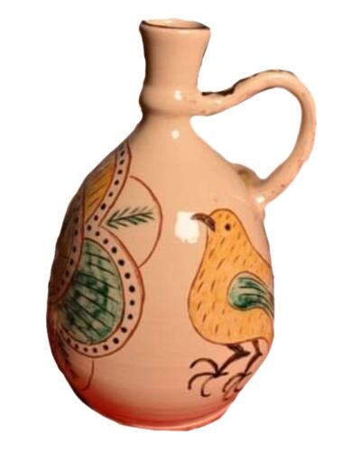 Dzbanek glazur Ptaka, czarna glina