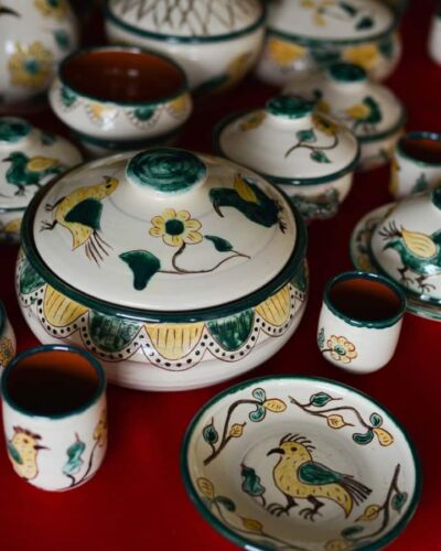 Garnek glazura Ptaka, czarna glina