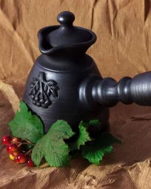 Kawiarka dekorowana, “Winogrono”, czarna glina