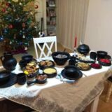 Zestaw: waza i świecznik, czarna glina