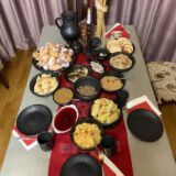 Zestaw: waza i świecznik, czarna glina