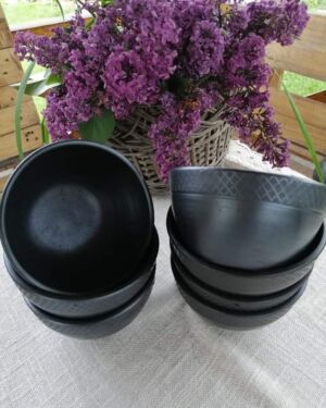 Miska dekorowana, Rzymska, czarna glina