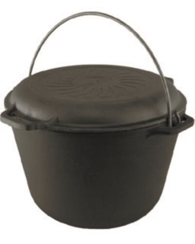 Żeliwny kociołek turystyczny z pokrywą-patelnią KT08-2