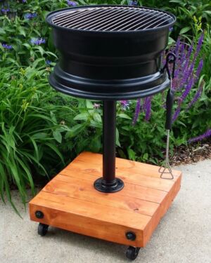 Grill węglowy okrągły, wyrób kuty