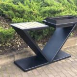 Grill węglowy w kształcie litery V, wyrób kuty